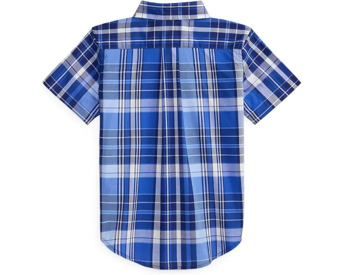 Рубашка Polo Ralph Lauren Kids с коротким рукавом из хлопкового поплина в клетку