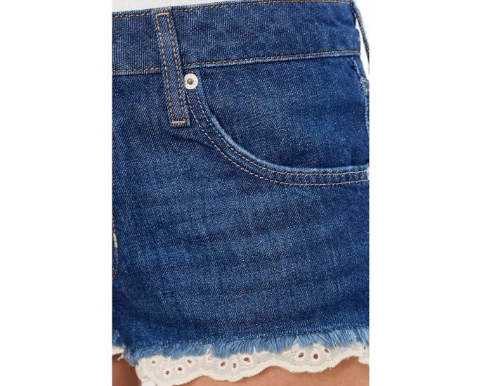 Шорты Cali Lace от Free People из денима с кружевной отделкой