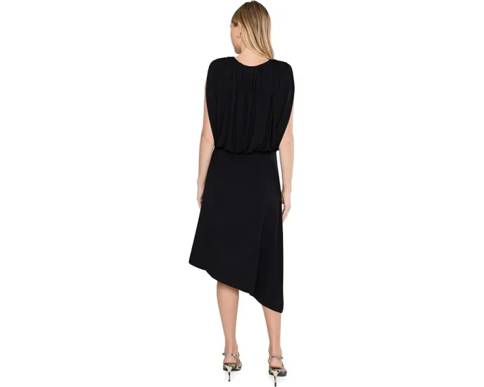 Асимметричное трикотажное платье Draped Asymmetrical Knit Dress Liverpool Los Angeles черное
