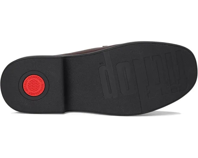 Лоферы FitFlop F-Luma из кожи с квадратной цепью и технологией комфорта