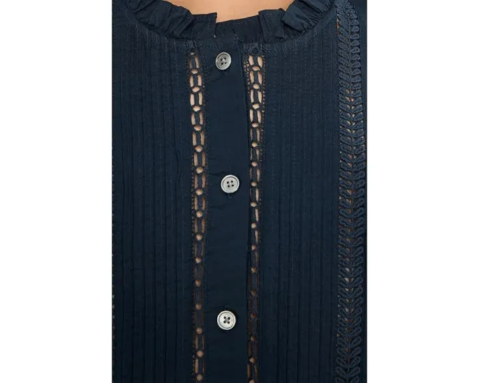 Блуза Madewell с высоким воротником и вставками из кружева