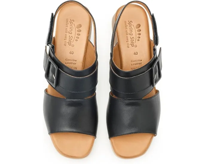 Кожаные сандалии Spring Step Acoliana на устойчивом каблуке с регулируемой задней лямкой
