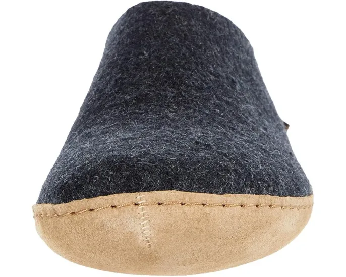 Glerups тапочки из шерсти с кожаной подошвой на открытой пятке