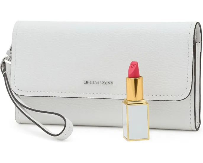 Клатч MICHAEL Michael Kors Jet Set Medium White на запястье