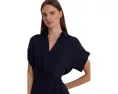 Платье Lauren Ralph Lauren Petite из крепа с поясом и короткими рукавами