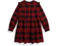 Платье для девочки Polo Ralph Lauren Kids из хлопкового твила в клетку Buffalo с рюшами