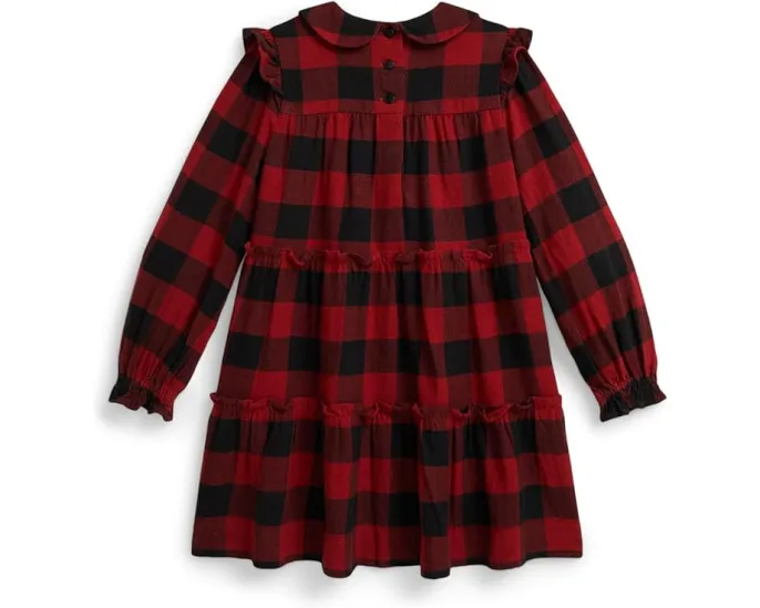 Платье для девочки Polo Ralph Lauren Kids из хлопкового твила в клетку Buffalo с рюшами