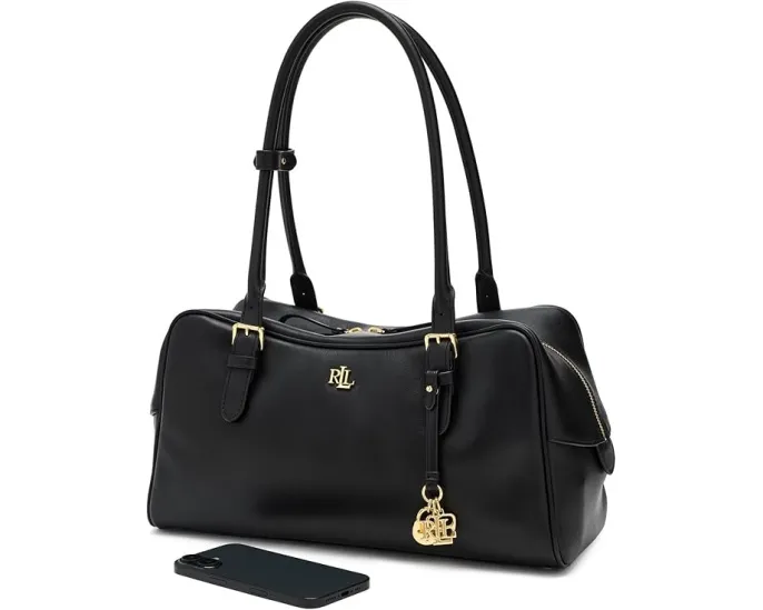 Большая сумка-сатчел Lauren Ralph Lauren из цельной кожи с молнией