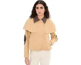 Короткое пальто-накидка Avec Les Filles с кожаными деталями