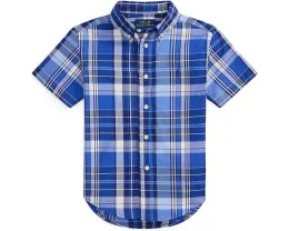 Рубашка Polo Ralph Lauren Kids с коротким рукавом из хлопкового поплина в клетку