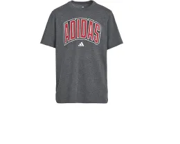 Футболка adidas Kids Collegiate Arch Heather с круглым вырезом и графическим логотипом