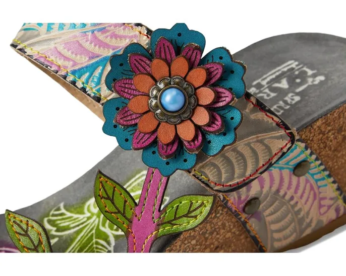 Сандалии Moai с асимметричным цветочным принтом и застежкой на липучке