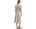 Платье из полосатой ткани с поясом Lauren Ralph Lauren
