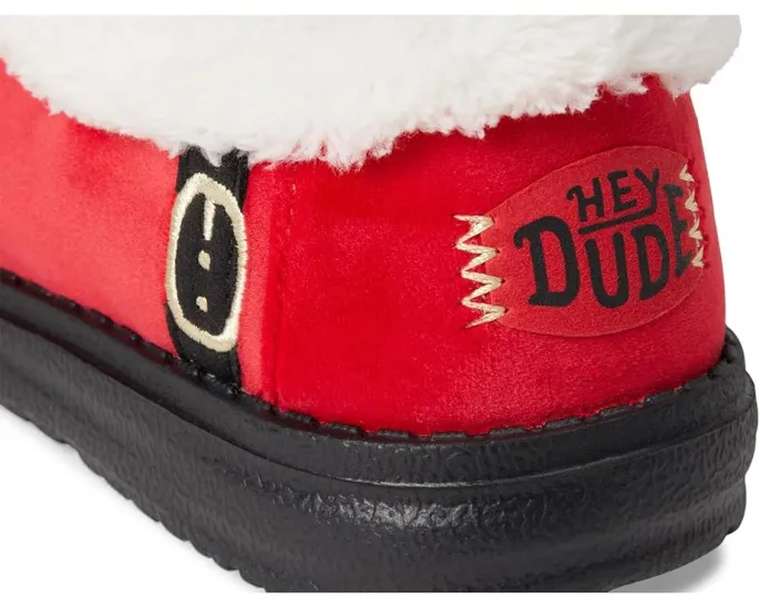 Лоферы Hey Dude Kids Wally Santa Claus для детей с эластичными шнурками и округлым носком