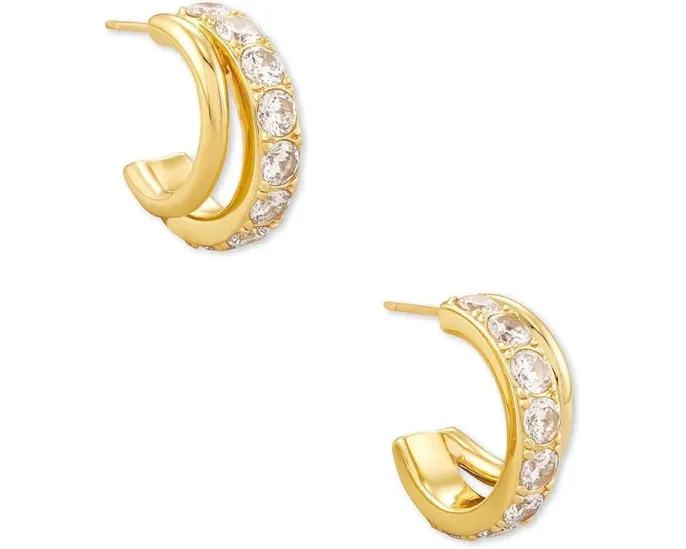 Серьги-гвоздики Kendra Scott Livy Huggie с кубическим цирконием и асимметричным дизайном