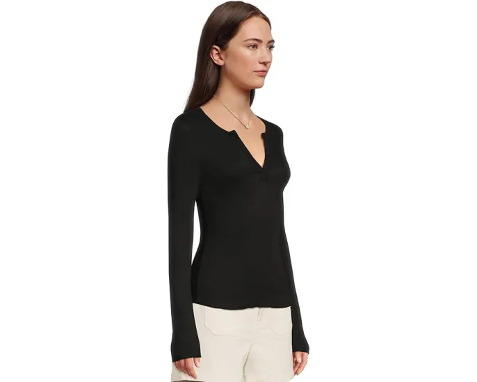 Хенли Michael Stars Salem с длинными рукавами и комбинированной планкой