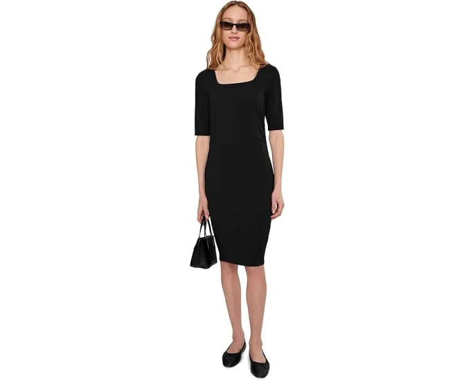 Платье с рукавом три четверти ниже колена и сборками Mod-o-doc