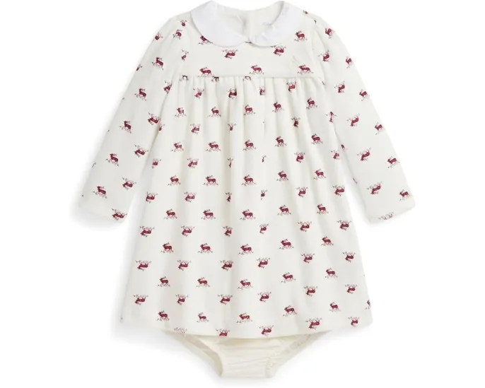 Комплект для младенцев Polo Ralph Lauren Kids: платье и блумеры из велюра с принтом лося