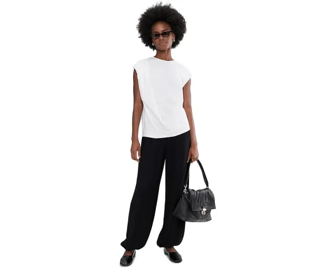 Топ Vince Relaxed Short Sleeve Drape Top с драпировкой на плече