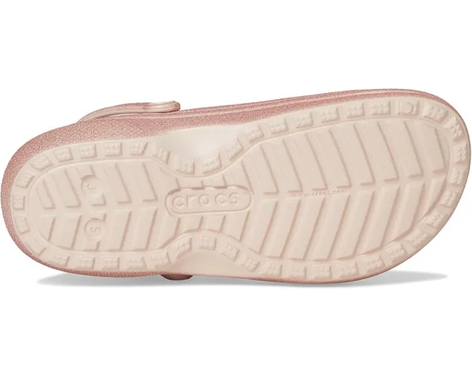 Crocs утепленные сабо Classic Lined Glitter для детей с блестками