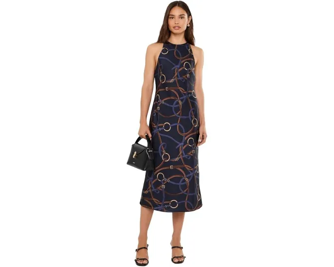 Твидовое платье без рукавов Belting-Print Twill от Lauren Ralph Lauren
