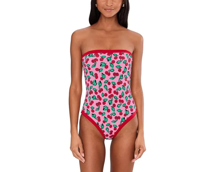 Цельный купальник Amber с вишневым принтом и съемными бретелями