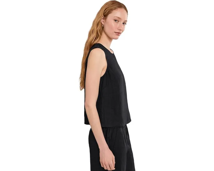 Madewell Embroidered Shell Top in 100% Linen с застежкой на пуговицу