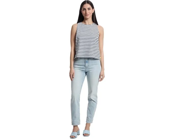 Топ Lilla P Mixed Media Tank с лодочкой и полосками спереди