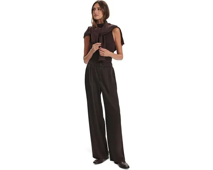 Широкие брюки Varley Bryden 2.0 Wide Leg из сатиновой ткани со складками