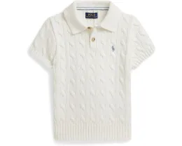 Детский свитер поло Polo Ralph Lauren Kids с жаккардовым узором и короткими рукавами