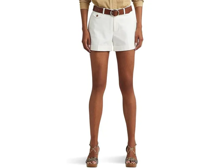 Хлопковые шорты Lauren Ralph Lauren Pleated Double-Faced с высокой талией