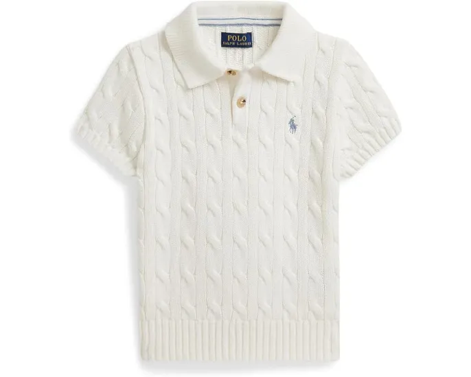 Детский свитер поло Polo Ralph Lauren Kids с жаккардовым узором и короткими рукавами