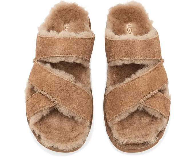 Сандалии UGG Greenport Cross Strap Slide с меховой подкладкой