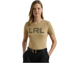 Футболка Lauren Ralph Lauren Petite из хлопкового джерси с вышитым бисером логотипом