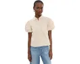 Collared Eyelet Embroidery Bubble Sleeve Top