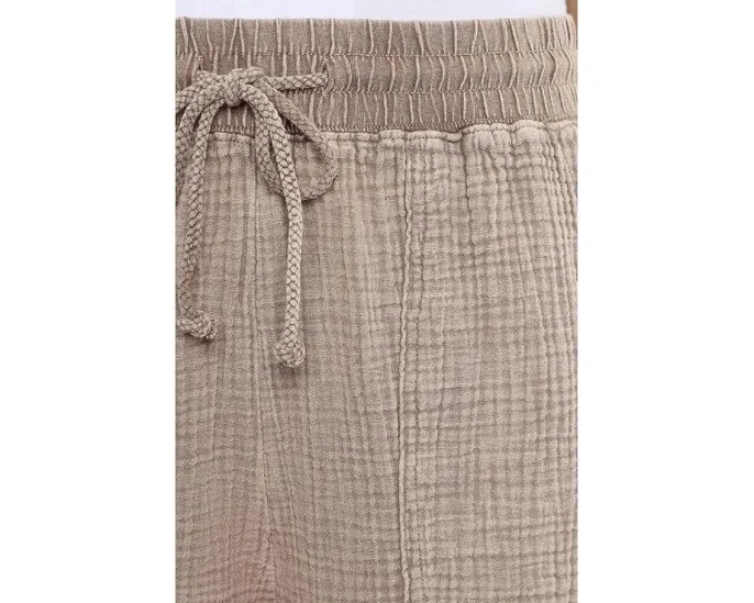 Широкие брюки Splendid Ava из хлопкового газа с эластичным поясом на шнурке