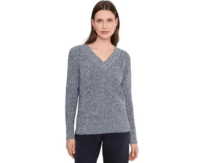 Свитер NIC+ZOE V-neck Shaker Stitch с регланными рукавами и фактурной вязкой