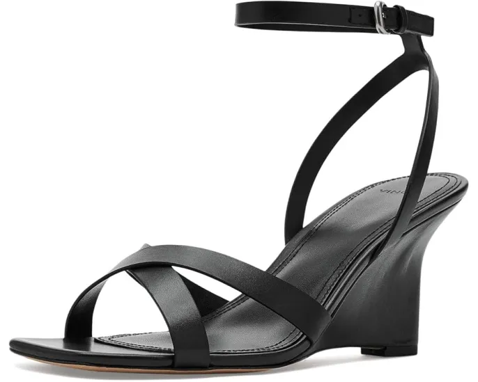 Сандалии Vince Parma на клиновидном каблуке с перекрестными ремешками