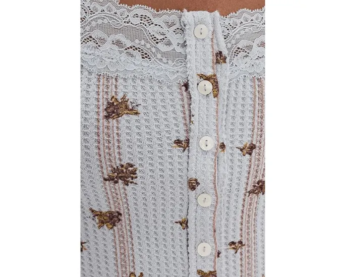 Кардиган Let's Party Cardi-Print с кружевной отделкой и квадратным вырезом Free People