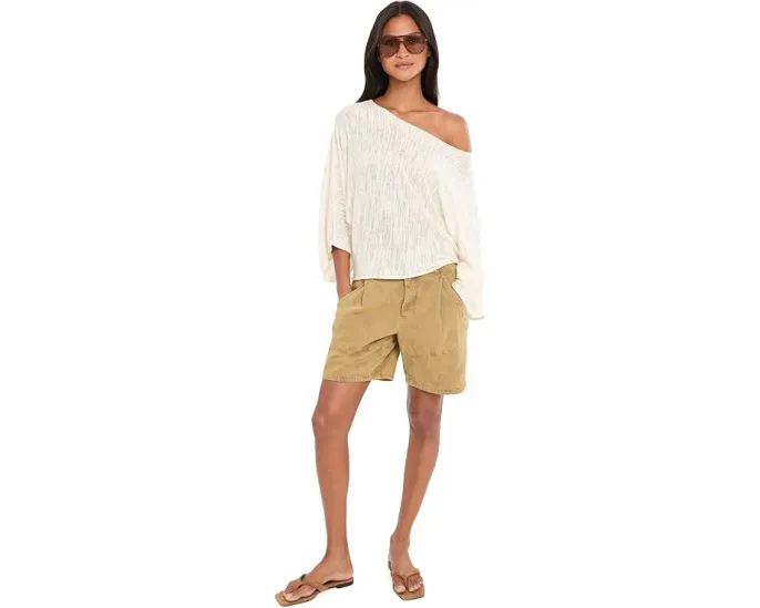 Свитер Free People Amber Breeze с открытыми плечами цвета слоновой кости