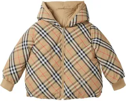 Куртка Burberry Kids Axel Puffer реверсивная с вышитым рыцарем