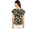 Топ с коротким рукавом и тремя слоями рюш в цветочный принт Vince Camuto