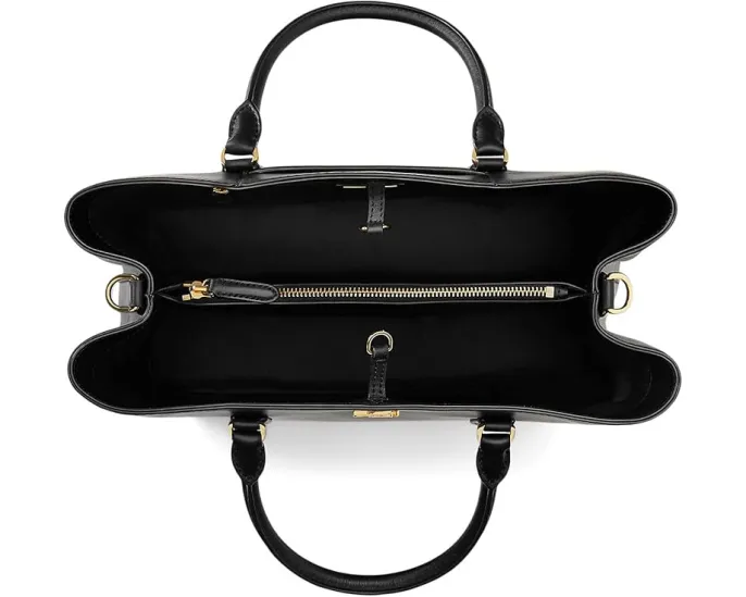 Lauren Ralph Lauren Большая кожаная сумка Marcy с отделением на зажиме и несколькими карманами