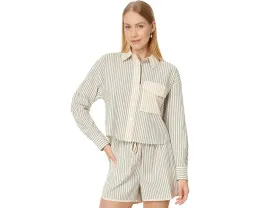 Короткая блуза Madewell Flap-Pocket Crop Button-Up в полоску из поплина