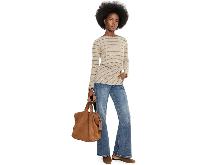 Топ Long Sleeve Boatneck Knit w/ Twist Detail Liverpool Los Angeles с полосатой вязкой