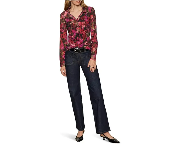 Sanctuary приталенная блузка на пуговицах с сеткой и цветочным принтом