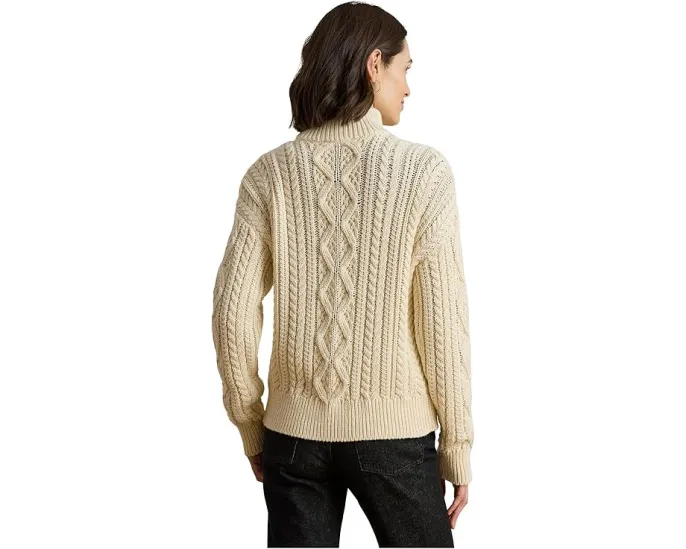 Lauren Ralph Lauren полувер с высоким воротником и молнией на четверть из аранской вязки