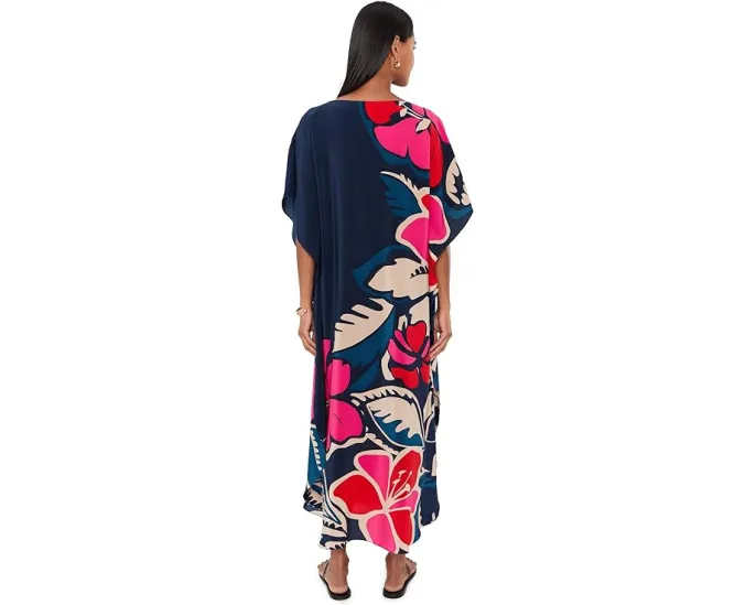 Макси-платье-кафтан Trina Turk из шелка с цветочным принтом