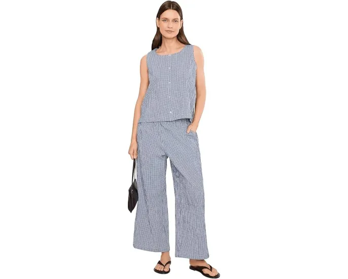 Eileen Fisher широкие брюки с клеткой из органического хлопка