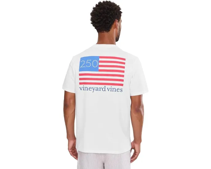 Футболка Vineyard Vines Whale US Flag с карманом и принтом кита